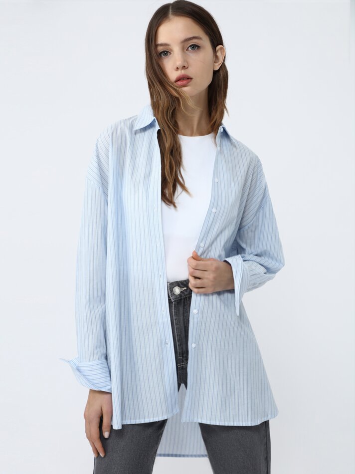 Camisa de manga comprida oversized - Listrada