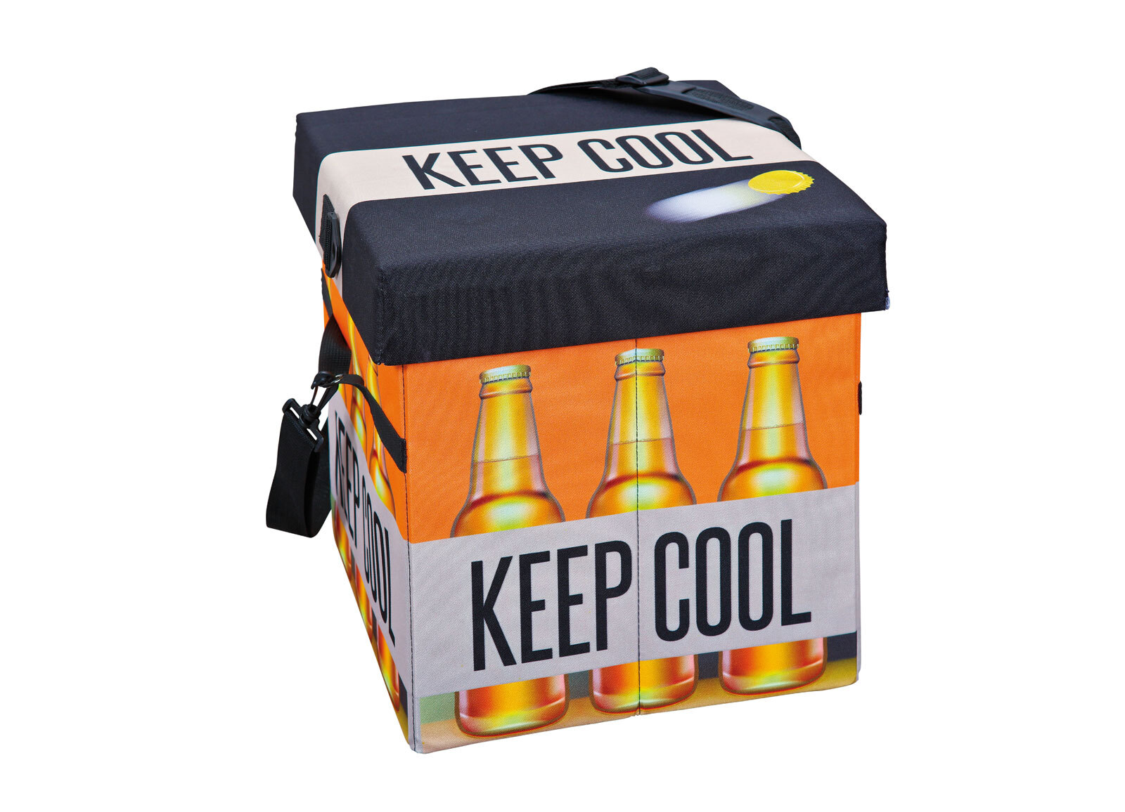 Faltkiste Fanbox II schwarz/orange/weiß 37x36x37 cm