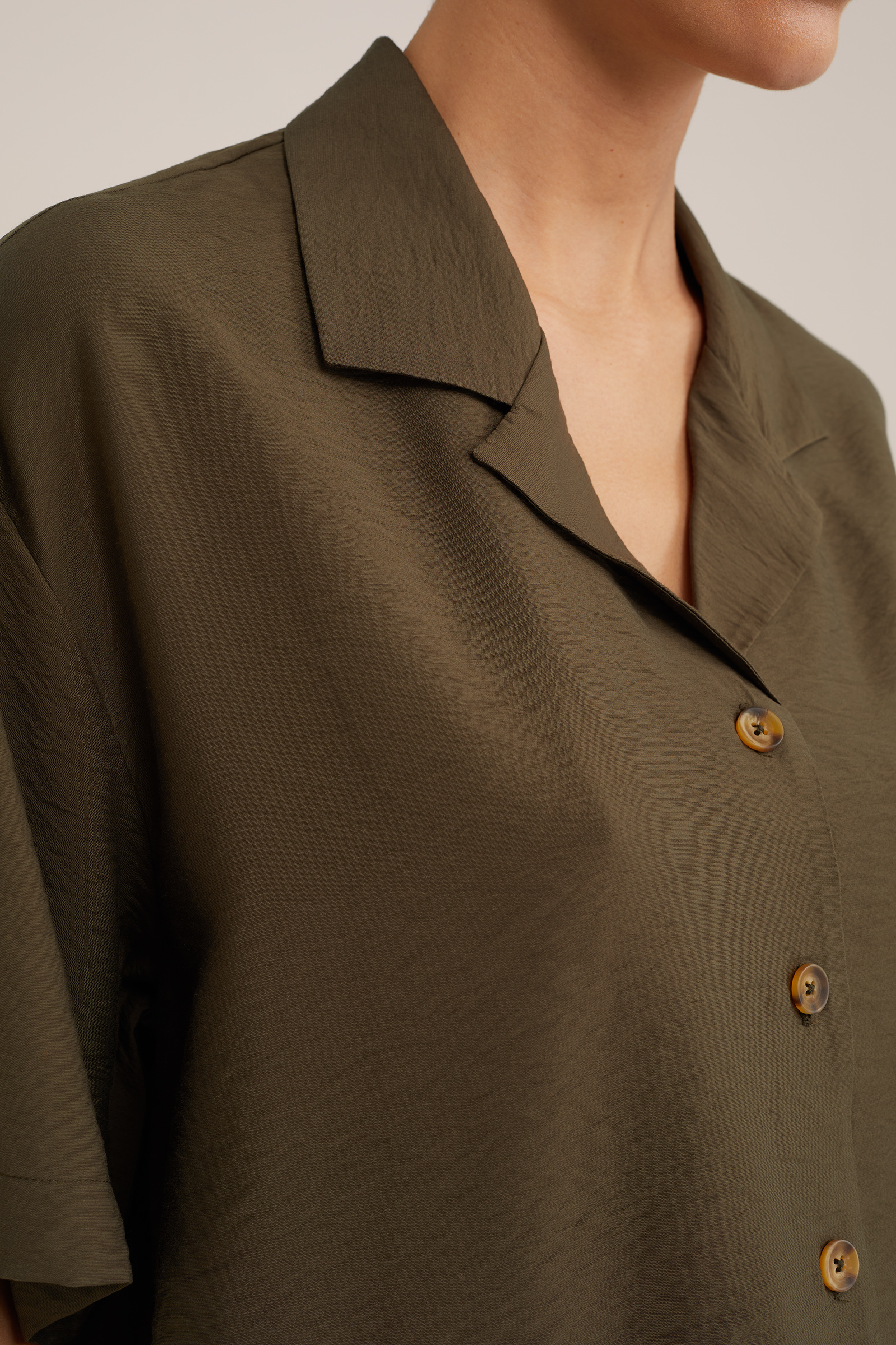 blouse met zijdelook WE Studio Legergroen