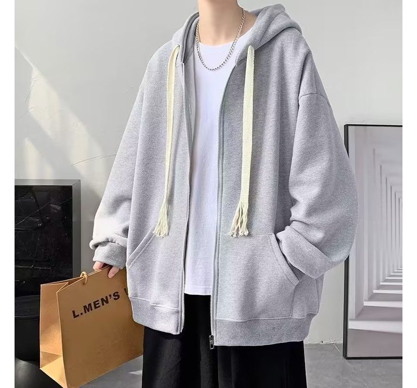 Acrius - Effen oversized hoodie met rits / sokken