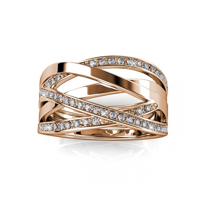 Bague Criss Cross - Or Rosé et Cristal