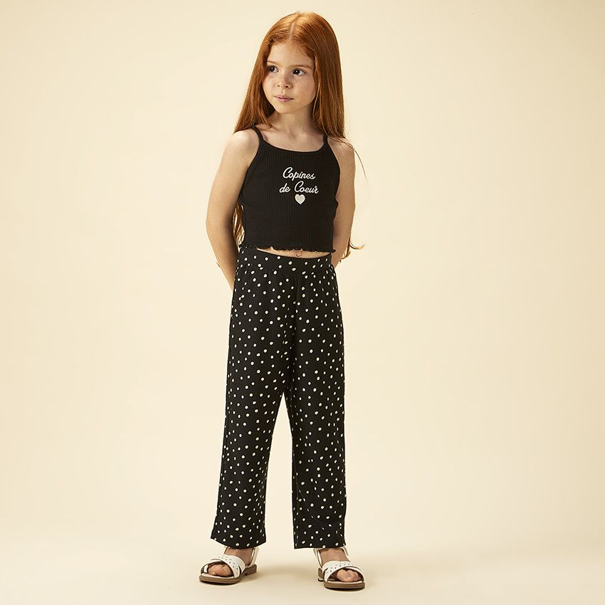 Pantalon imprimé pois pour fille - Noir