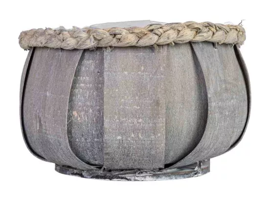 Panier ovale en bois bleu 25x17x11h cm