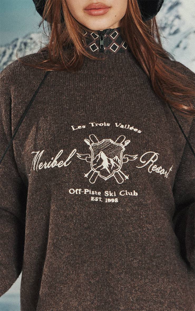 Marron Synthétiquell Tricoté Col Montant À Slogan