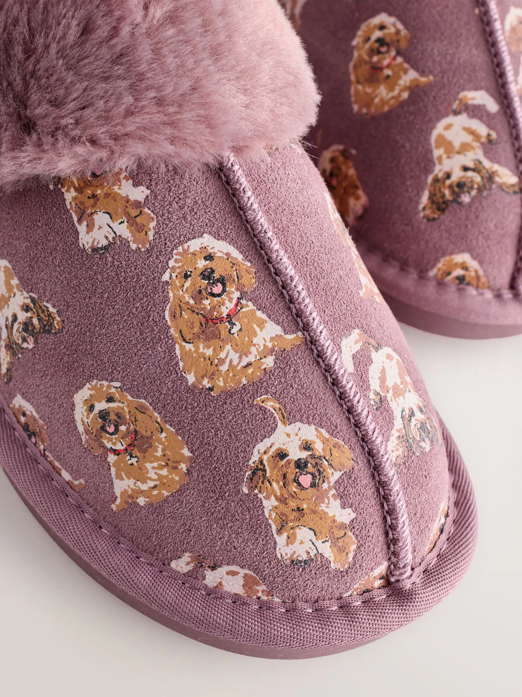 Roze - Suede Mule Charlie Cockapoo Faux Fur Slippers