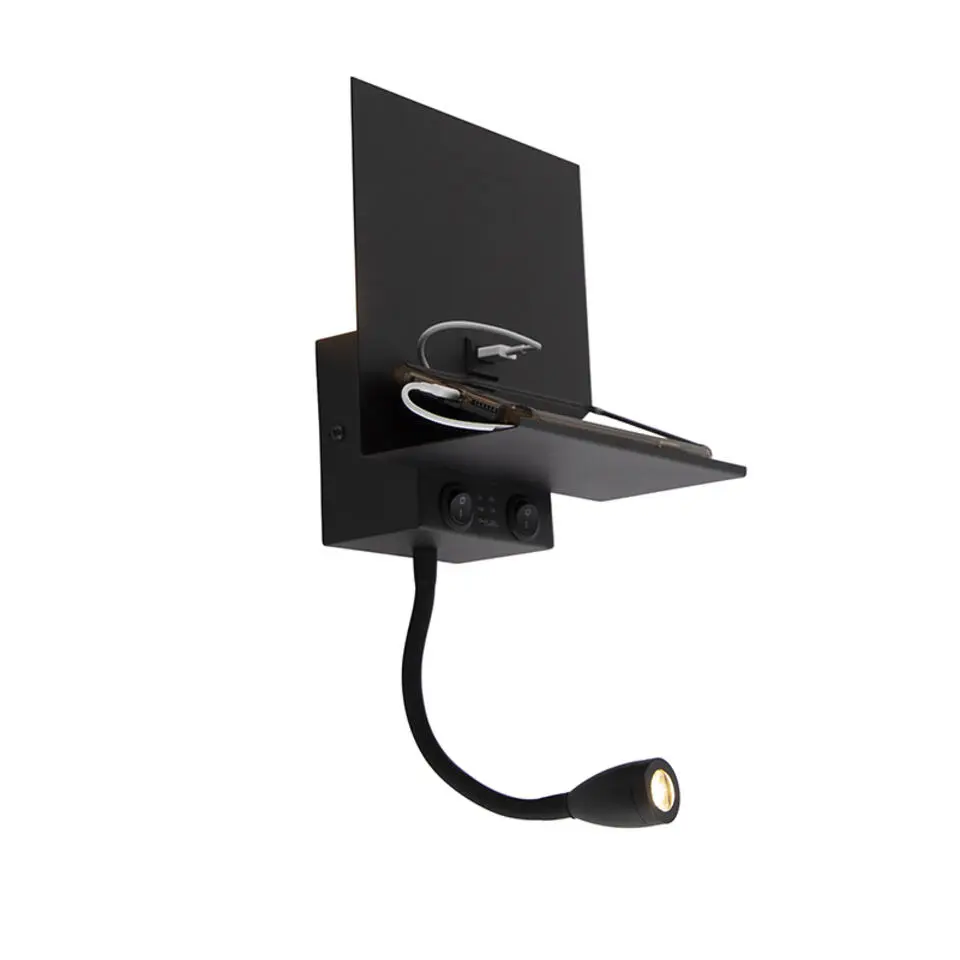 Qazqa wandlampen flero zwart g9