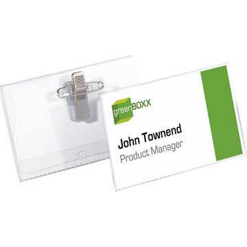 Badge Durable avec clip & épingle 90 x 54 mm - Boîte de 50