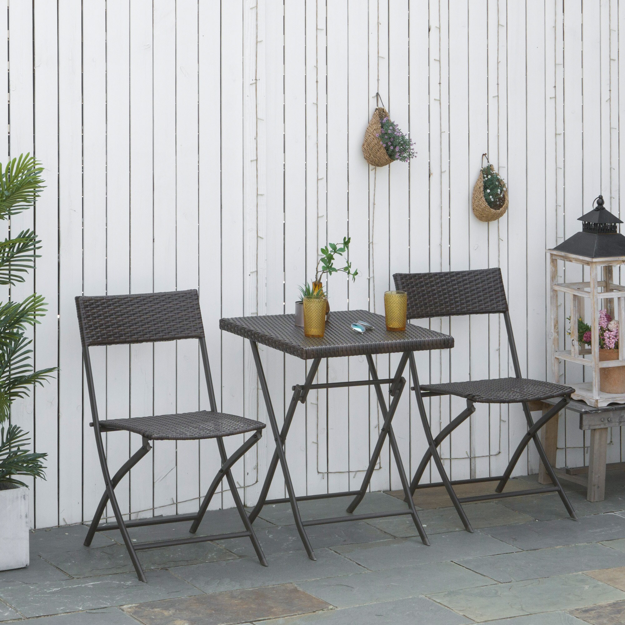 Outsunny Gartenmöbel als 3-teiliges Set schwarz