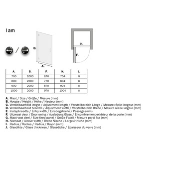 Sealskin Swingdeur voor Nis I AM 200x80 cm Chroom