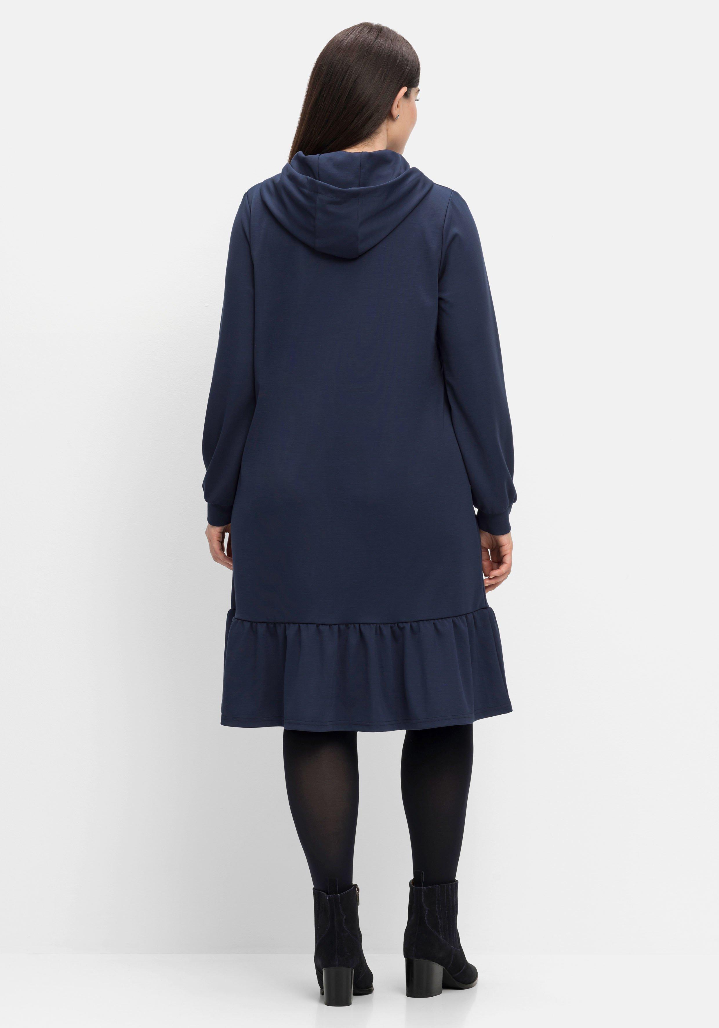 Shirtkleid mit Kapuze und Volant am Saum