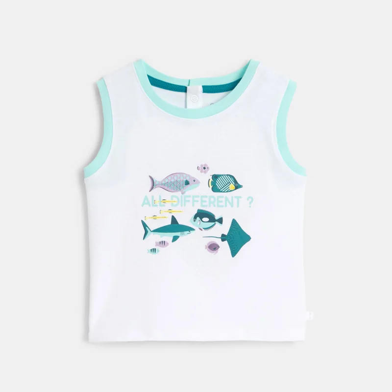 Débardeur jersey océan blanc bébé garçon Blanc