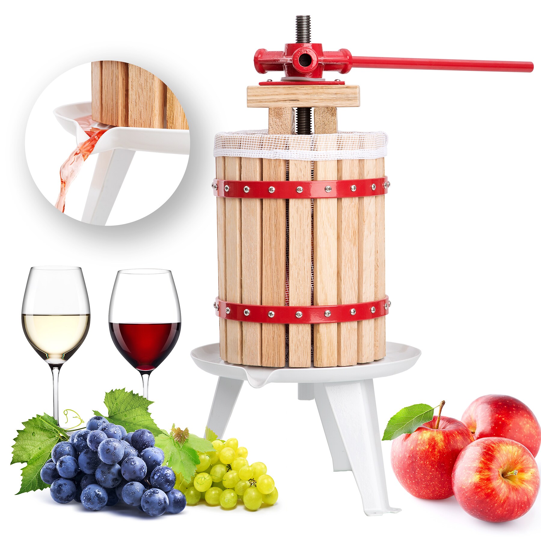 tectake® Saftpresse 6 l, mechanisch, optimale Kraftübertragung, 60 x 45 x 28 cm