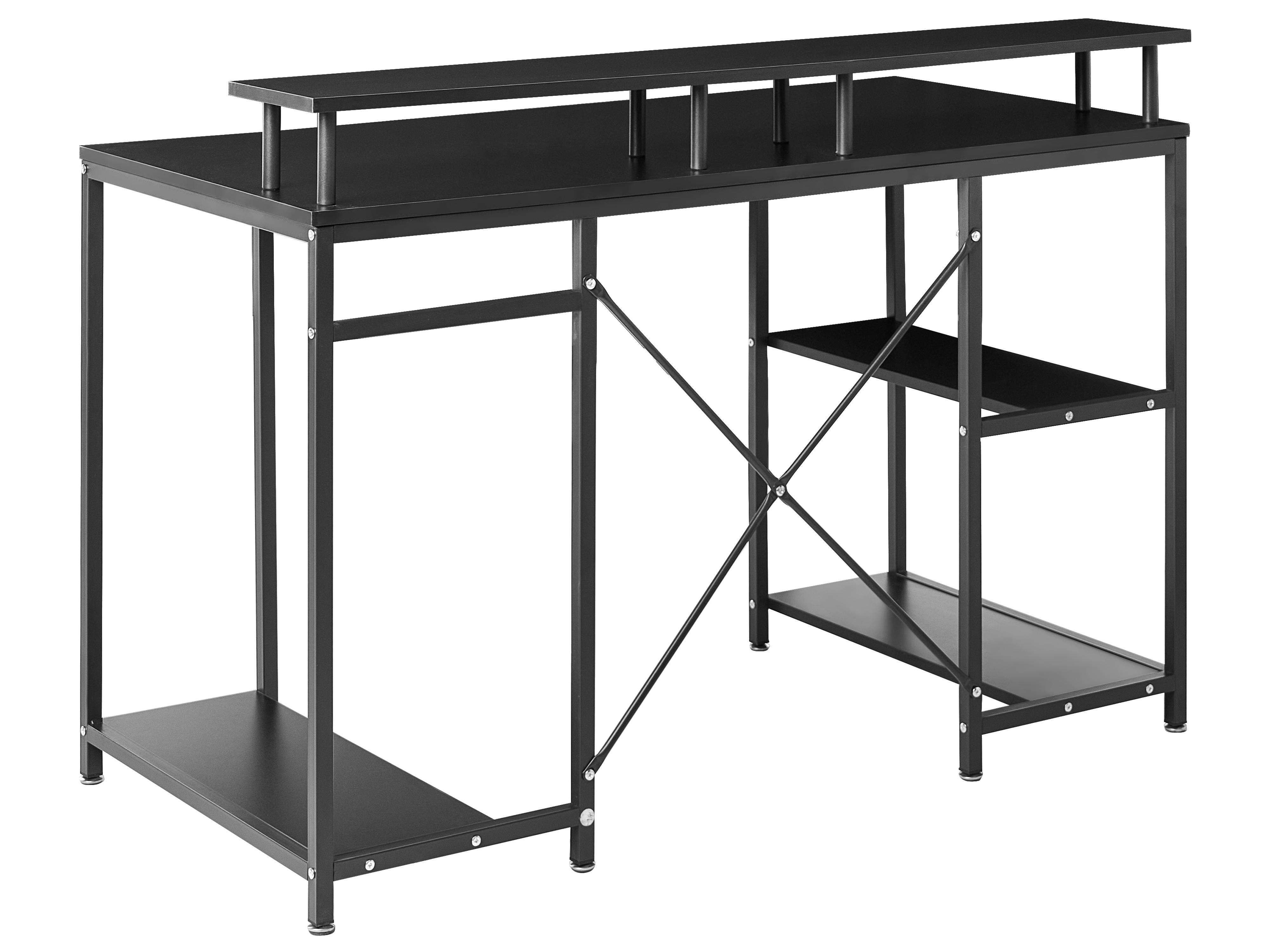 Game bureau CADDO Zwart 120 cm 60 cm met planken LED