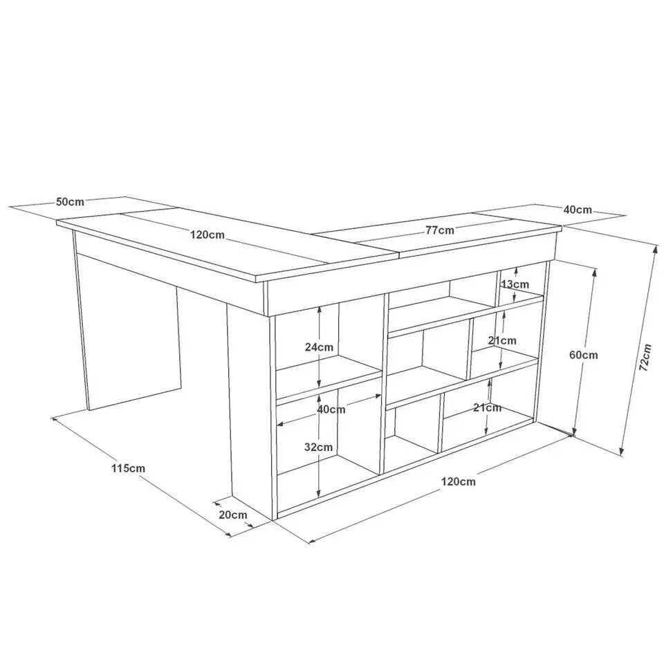 Sally Bureau 18mm MELAMINE Coat Atlantic Pine Zwart