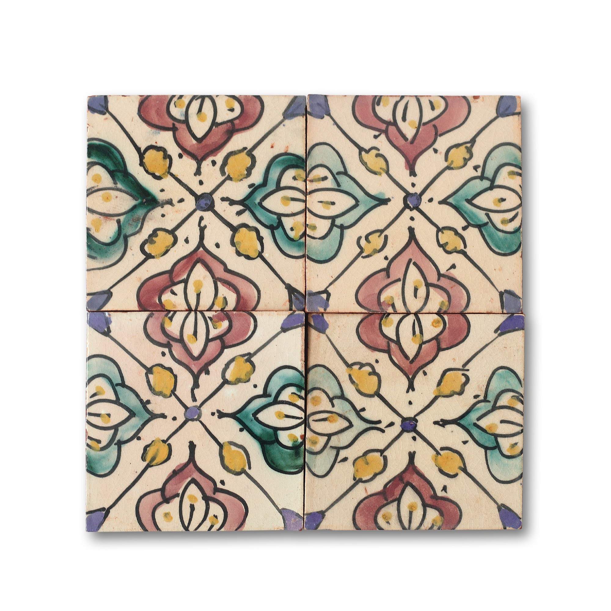 Kachel 'Souiria', multicolor, T 10 cm, B 10 cm, H 1 cm von fischer's lagerhaus