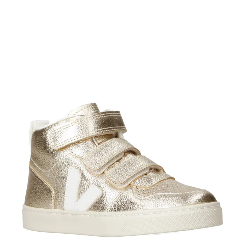 Veja Small V-10 Midgevoerde leren sneakers champagne