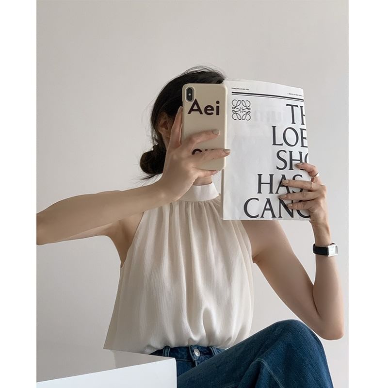 EFO - Effen blouse met halter en ruches