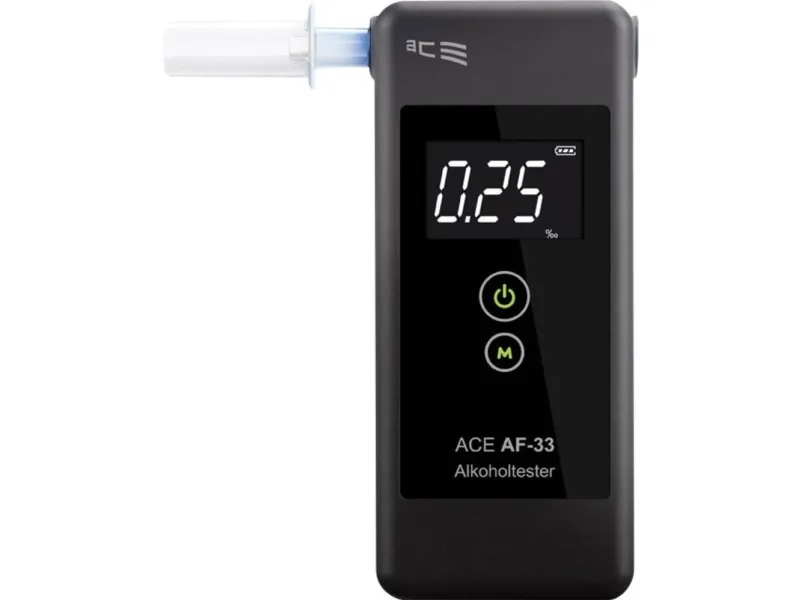 ACE alkometer alkometer AF-33 mørkegrå Måleområde alkohol (maks.)=5,00 ‰ inkl. display (107075)