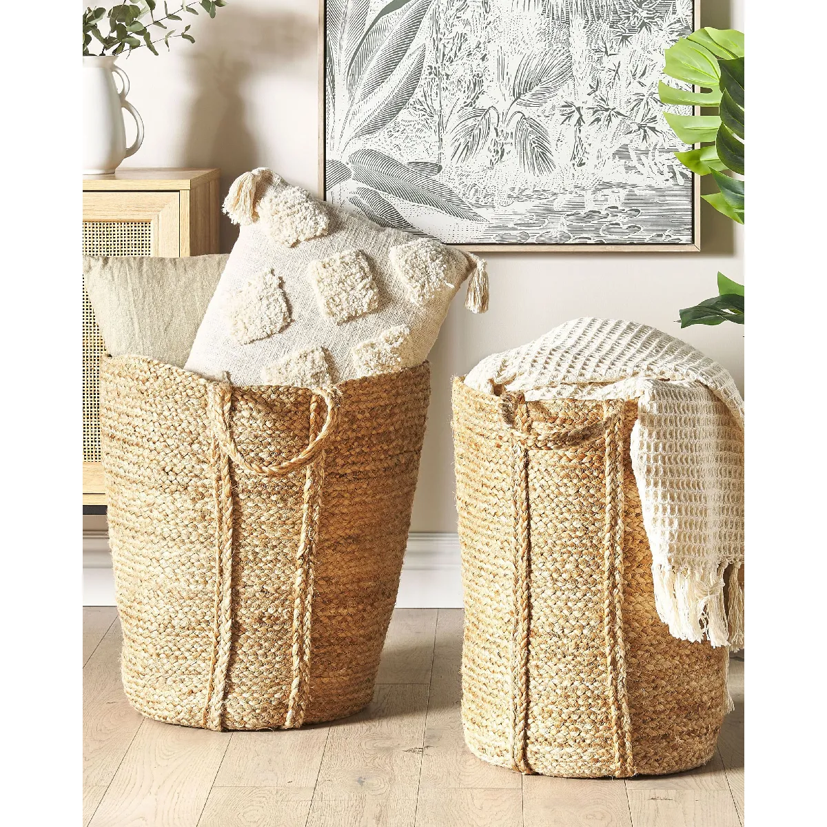 Beliani ORNACH - Lot de 2 paniers en jute naturel