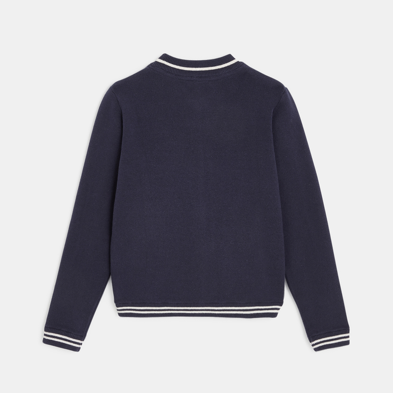 Teddy zippé en maille bleu fille