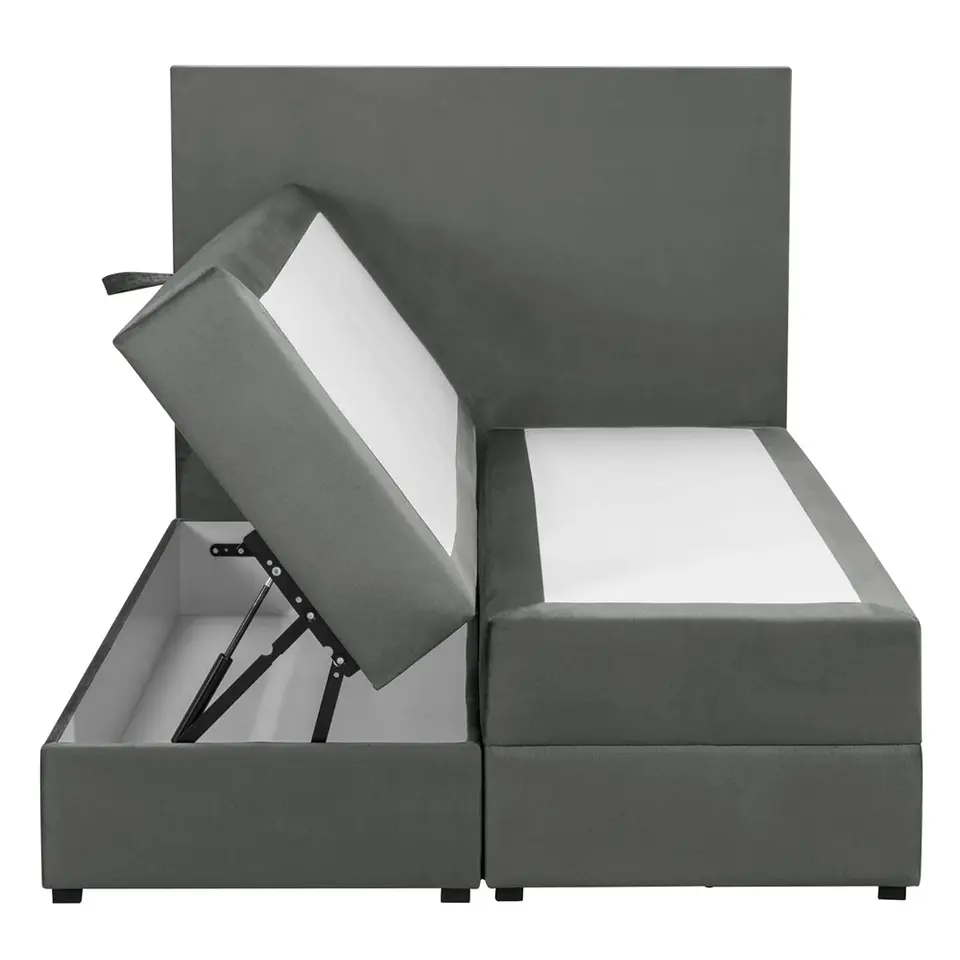 Boxspring met opbergruimte Liv egaal - grijs - 120x200 cm
