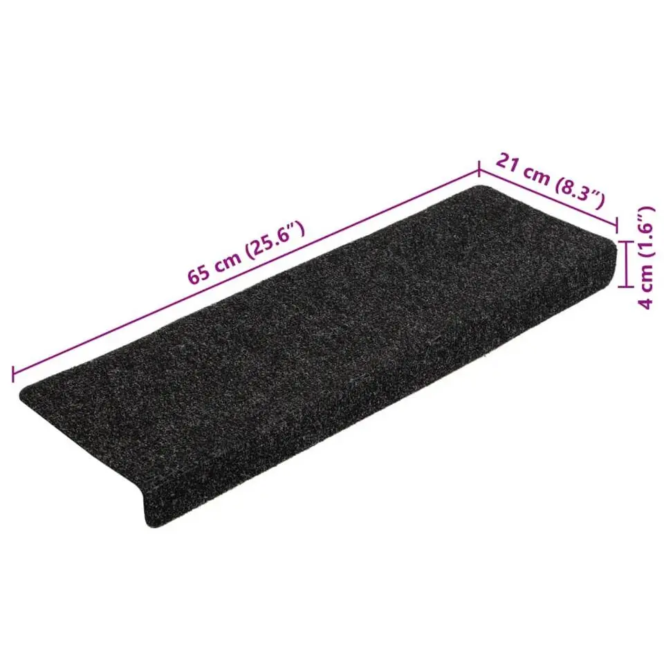 vidaXL - Tapijt Traptrede - Zwart - Polypropyleen - 5 stuks