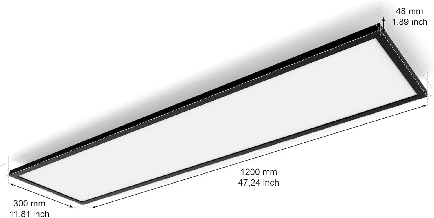 Philips Hue White Ambiance Aurelle Smart LED Panel Light Inc. Dimmer Switch [120x30cm - Black] for Indoor Home Smart Lighting, Wall, Ceiling, Bedroom, Livingroom, new generation