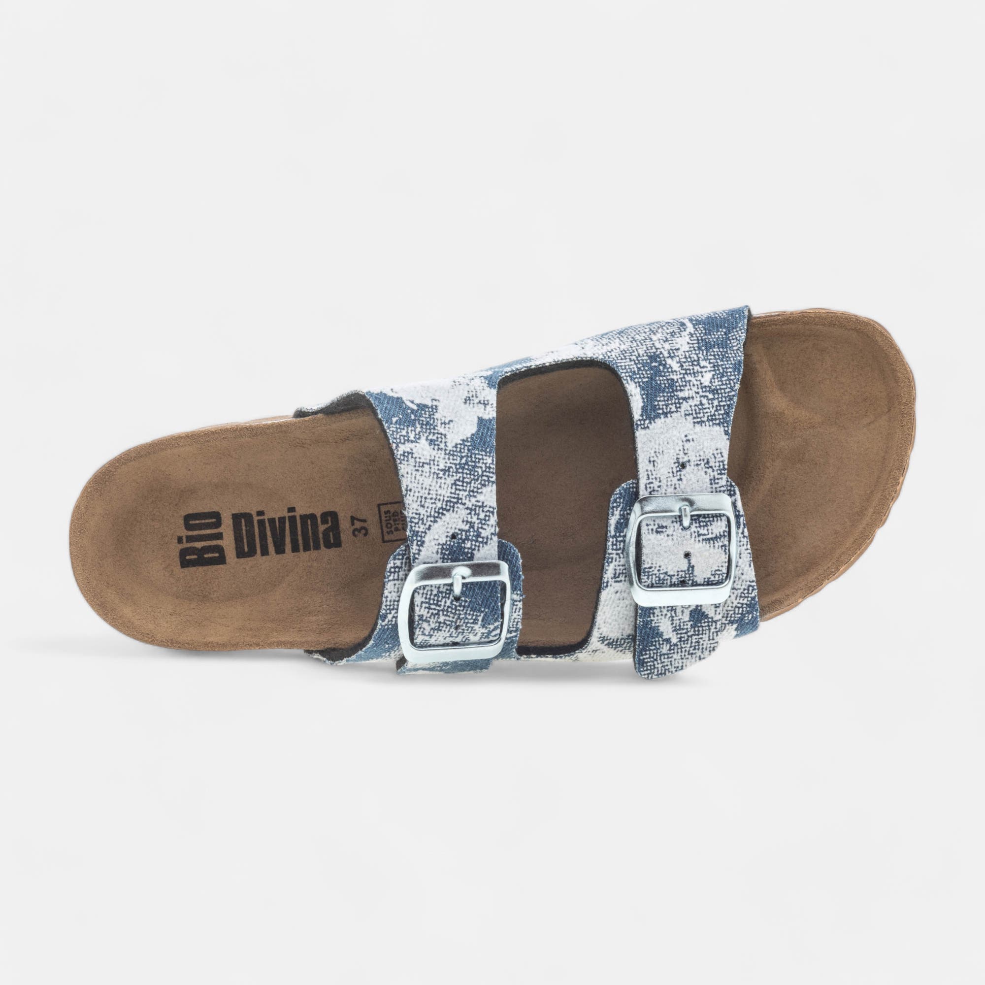 Mules semelle liège Femme bleu