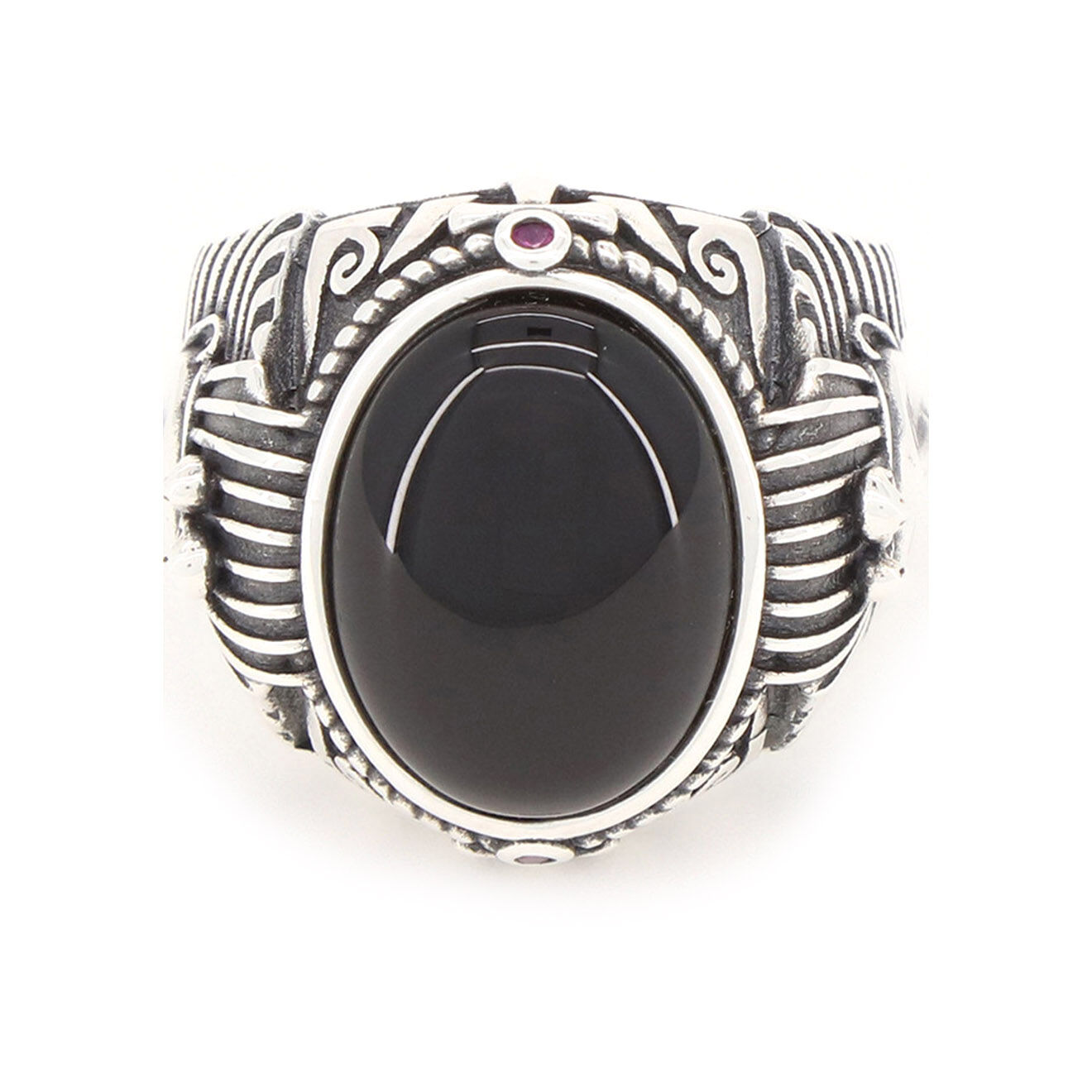 Rockstone Bague en Argent noire