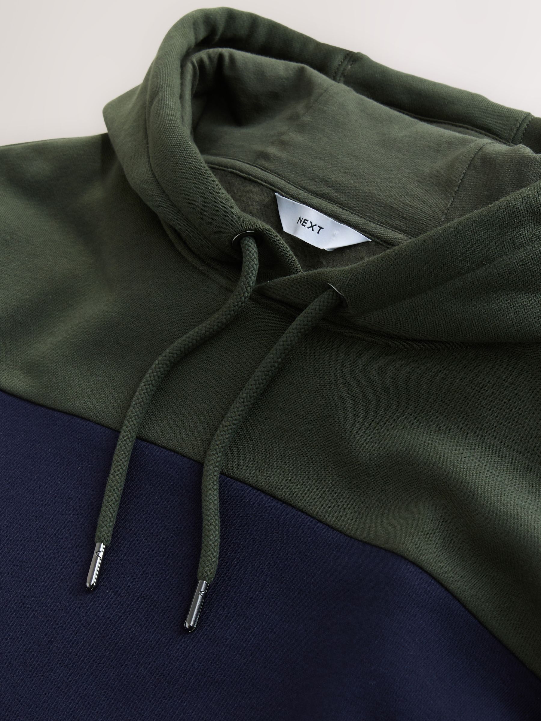Marineblauw/kakigroen - Pullover-hoody - Sweatshirt met colourblocking