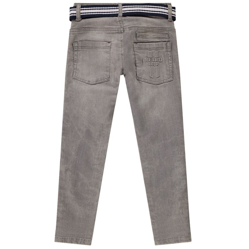 Jean slim avec ceinture tressée pour garçon - Gris chiné