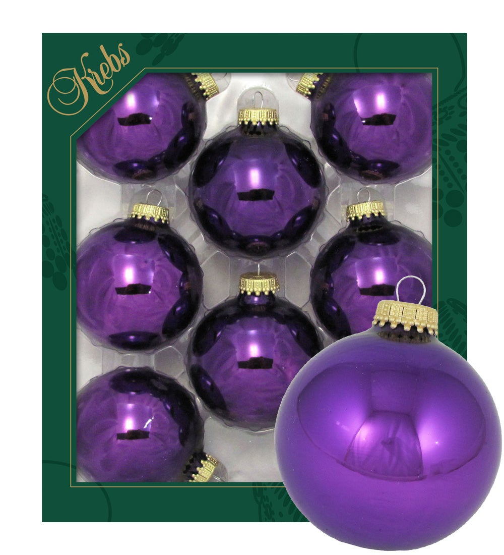 Paarse glazen ballen van 7 cm, effen, 8 stuks, kerstballen, kerstversieringen, kerstversieringen voor in de kerstboom