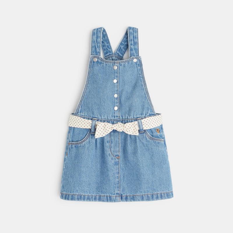 Robe salopette en jean bleue bébé fille Bleu