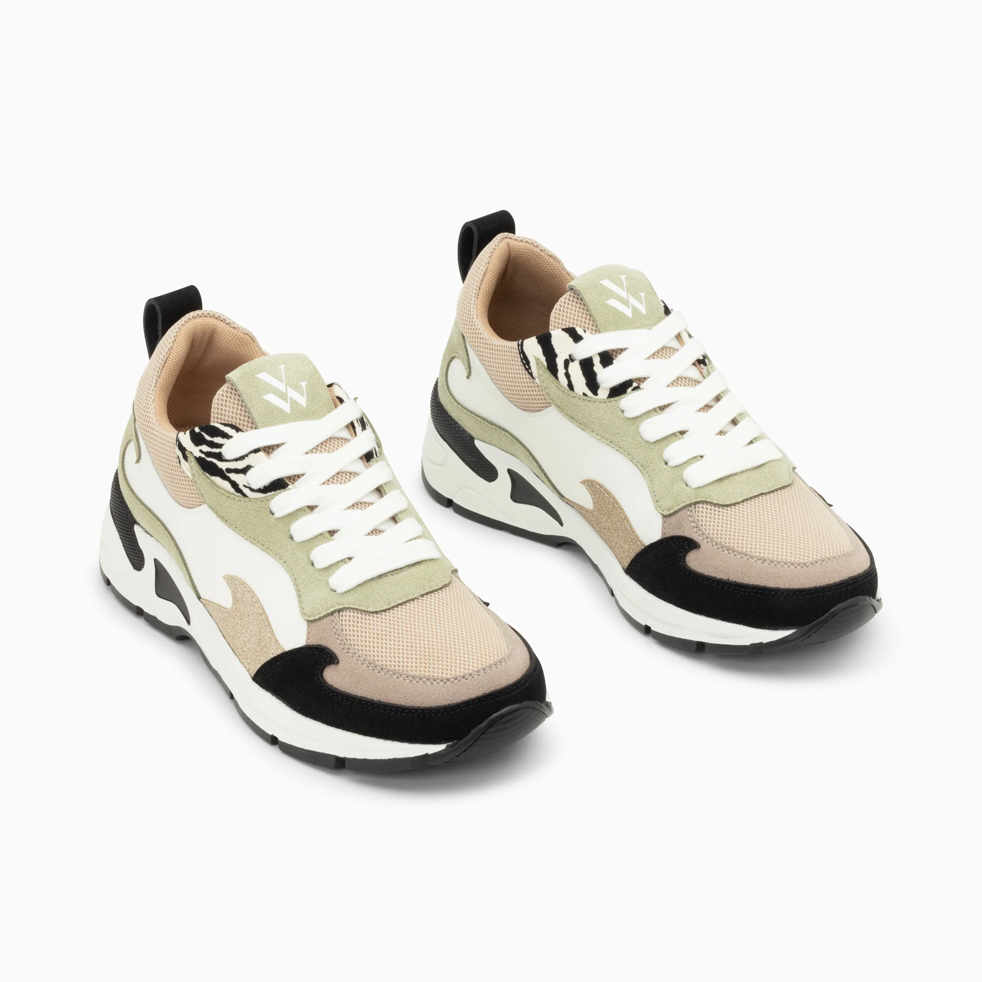 Sneakers-Baskets flamme Anita kaki et noir
