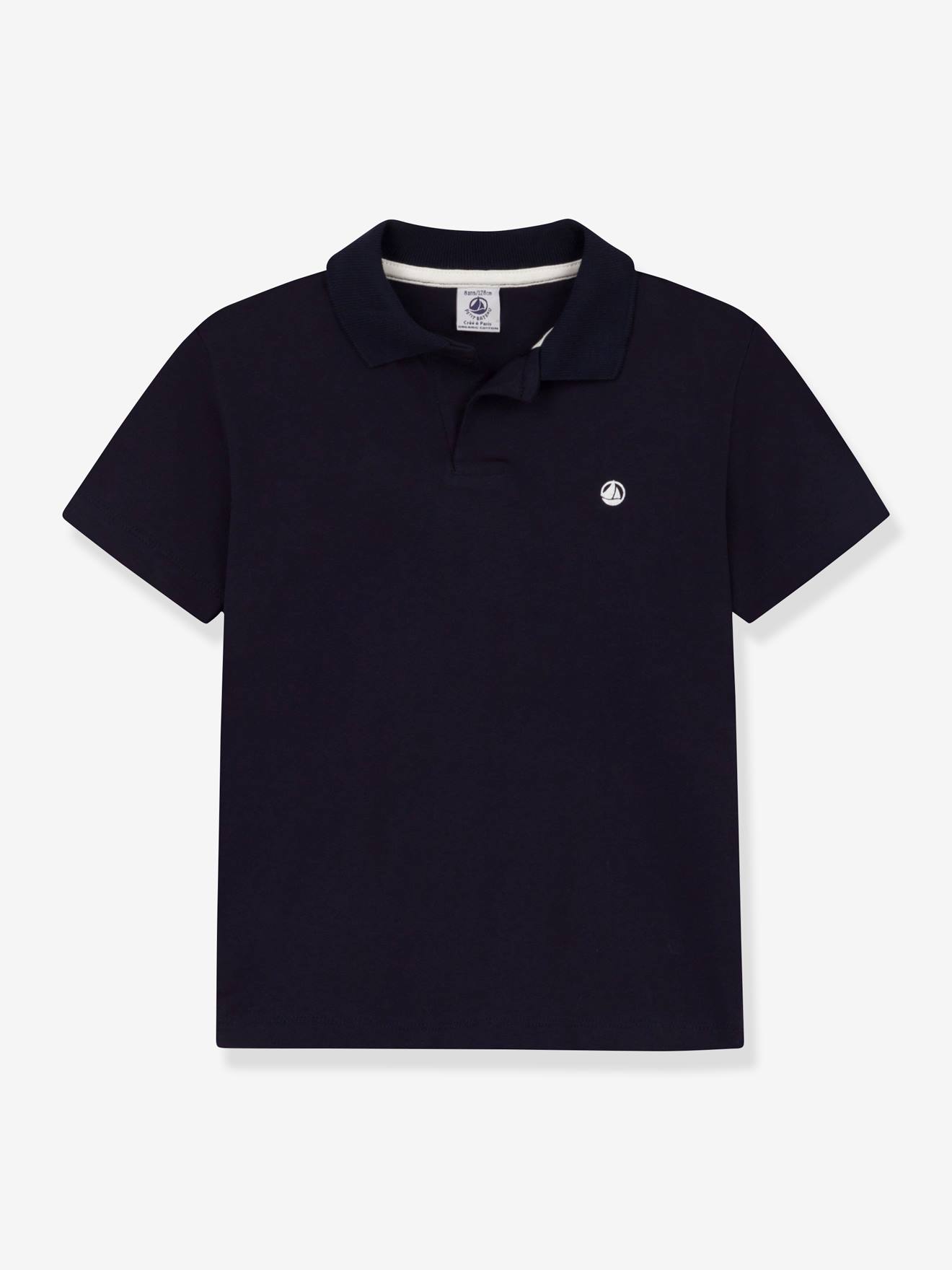 PETIT BATEAU Camisa pólo de manga curta de algodão orgânico, azul