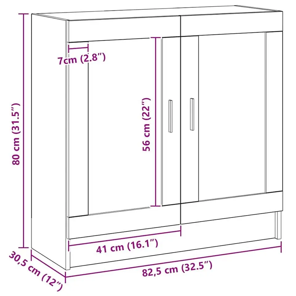 vidaXL - 2-laags Dressoir met 2 deuren - Artisanaal eiken - 82.5x30.5x80 cm