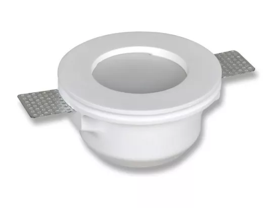 Collerette Downlight Intégration Plâtre/Pladur Ronde pour Ampoule LED GU10/GU5.3 Coupe Ø133 mm Blanc