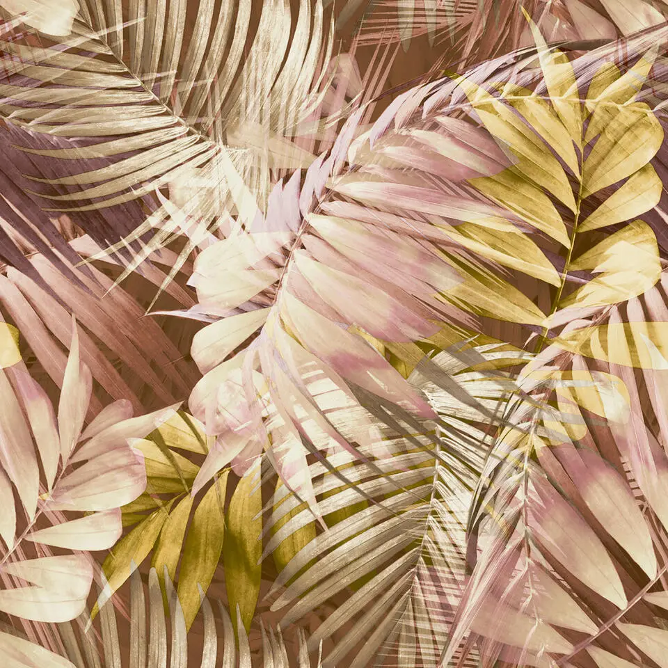 Dutch Wallcoverings - Nomad Antigua palm roze/groen/bruin-0,53x10,05m