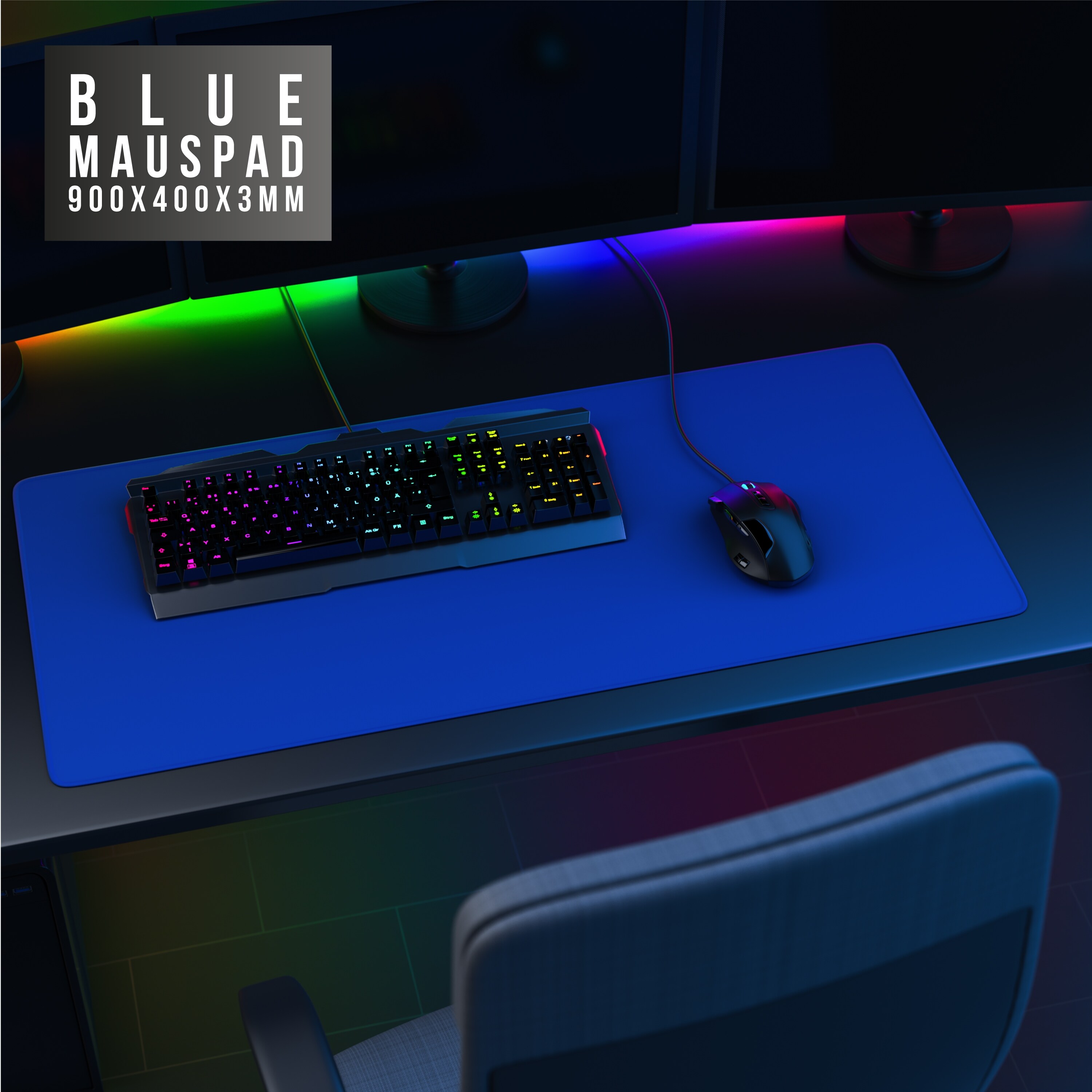 CSL Gaming Mauspad, XXL, 900 x 400 x 3 mm, Schreibtischunterlage, extralarge, waschbar, blau