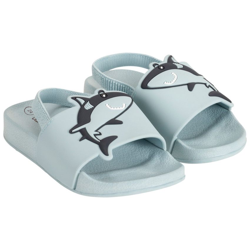 Mules à bride requin pour garçon avec lanière selon l'âge - Bleu