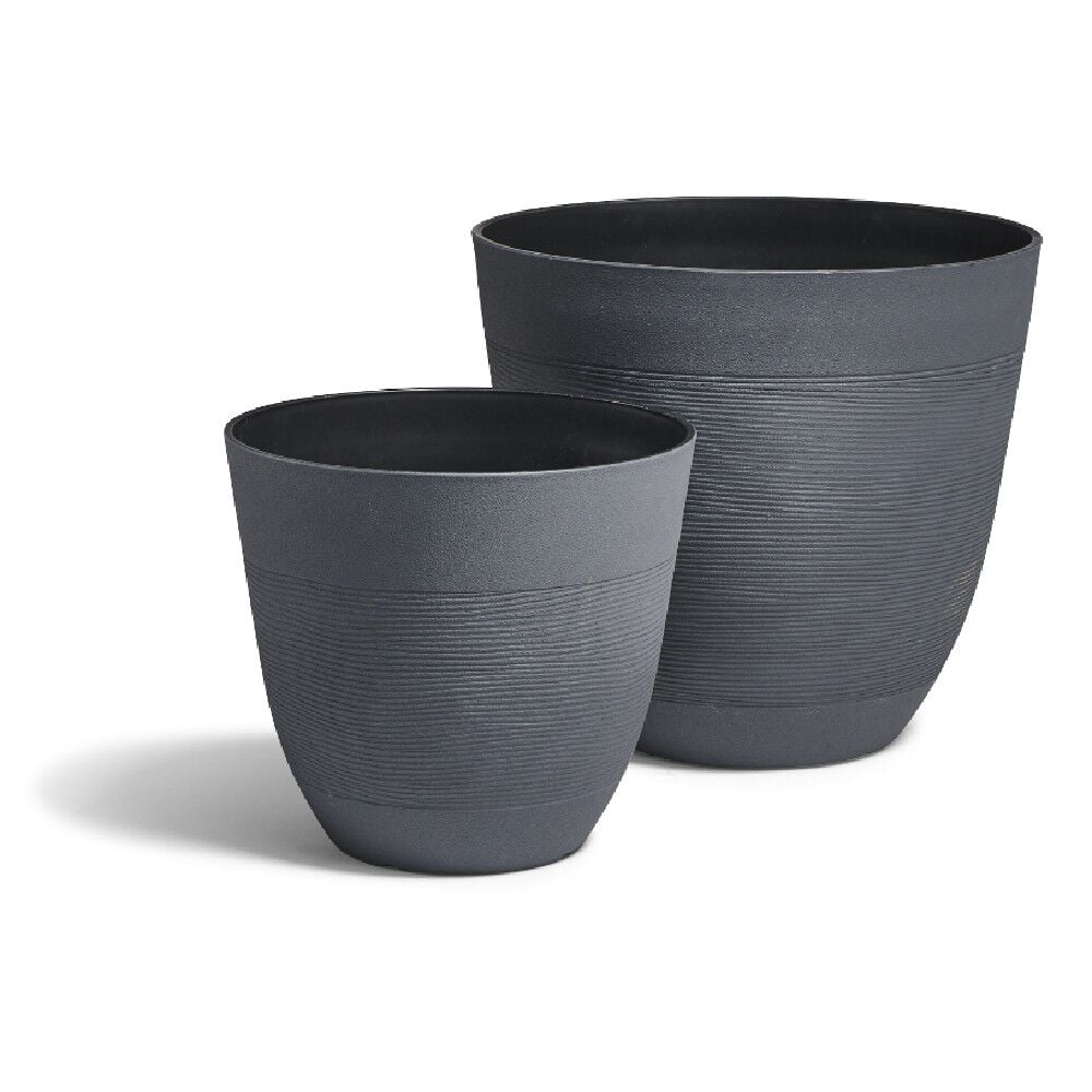 Cache pot rond gris frise ligne horizontale 12 L