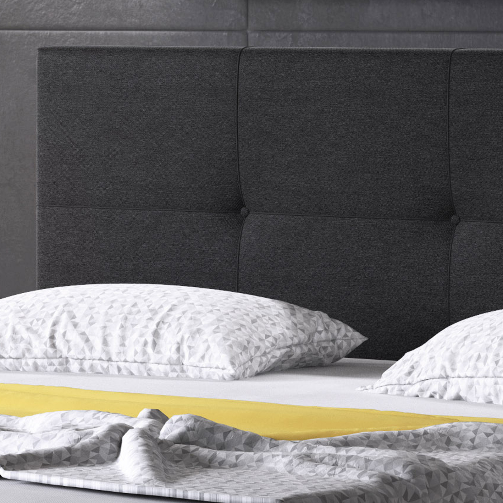 Boxspringbett - schwarz - Webstoff - 180x200 cm