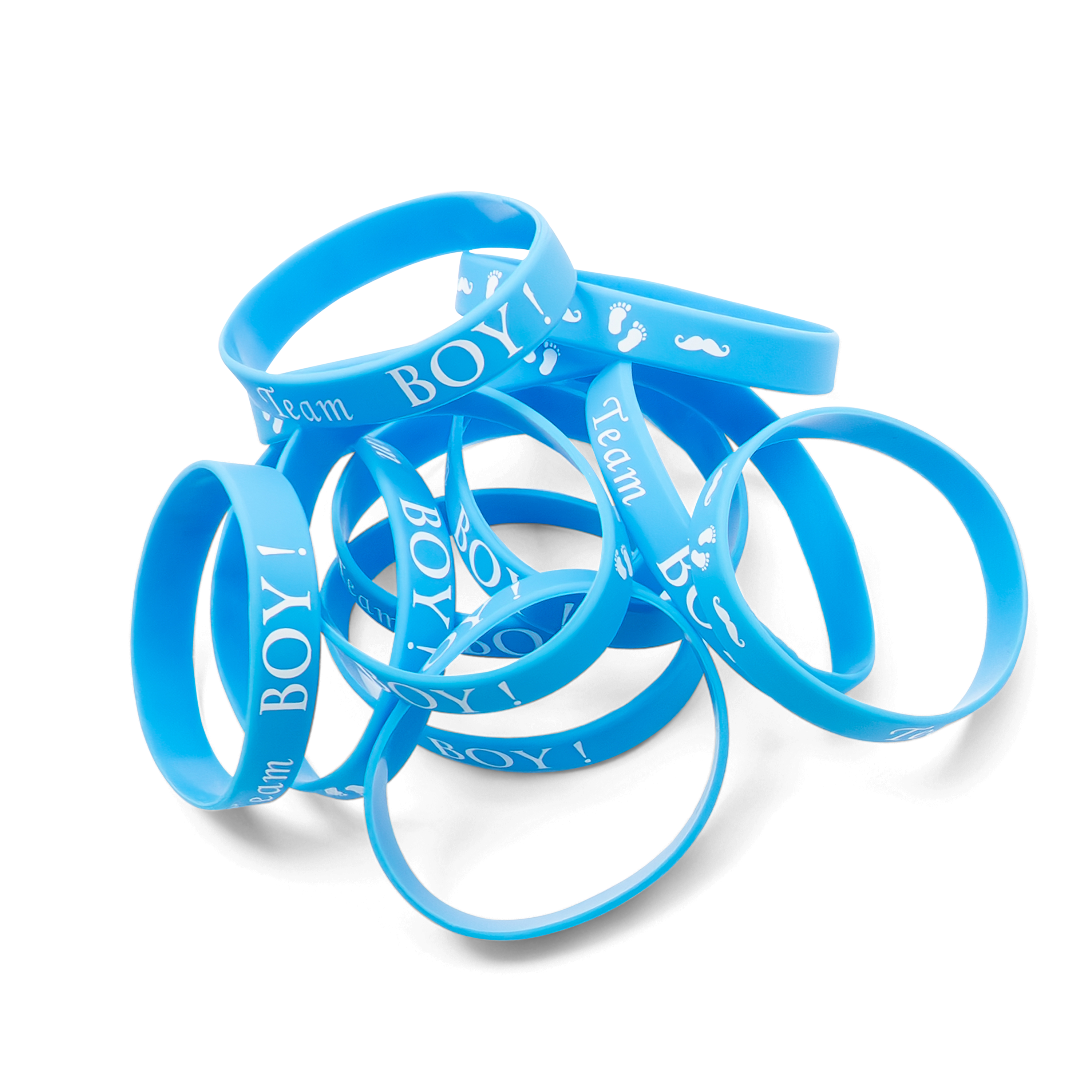 (24er Set) Silikon Armbänder Team Girl / Team Boy Bänder Gender Reveal Bracelet Baby Shower Party Accessoire - Rosa / Blau
