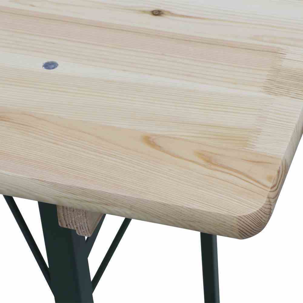 3-teilige Festzeltgarnitur - grün - Stahl - Kiefernholz - 220x70 cm