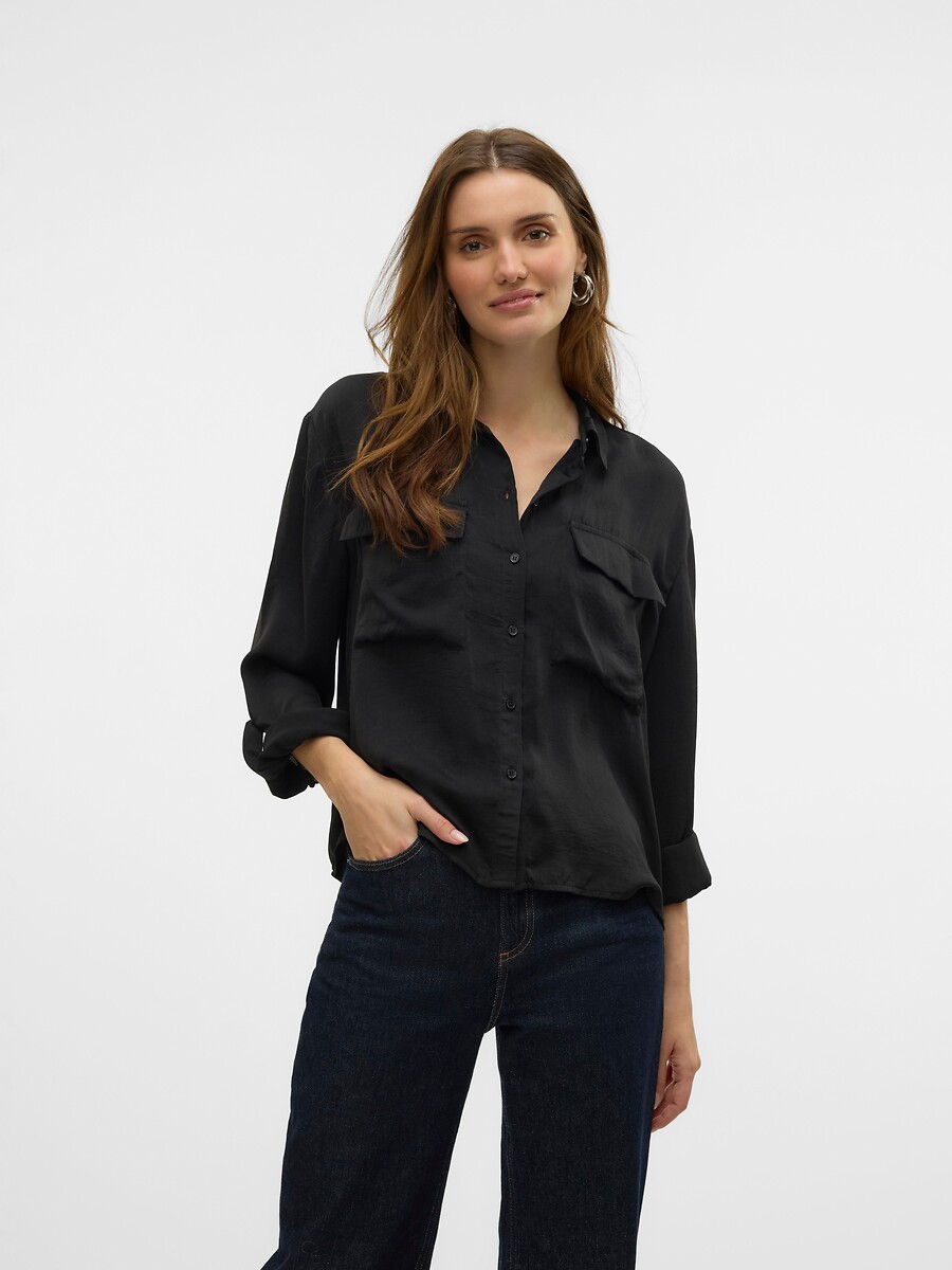 VERO MODA<br>Camisa fluida com 2 bolsos aplicados