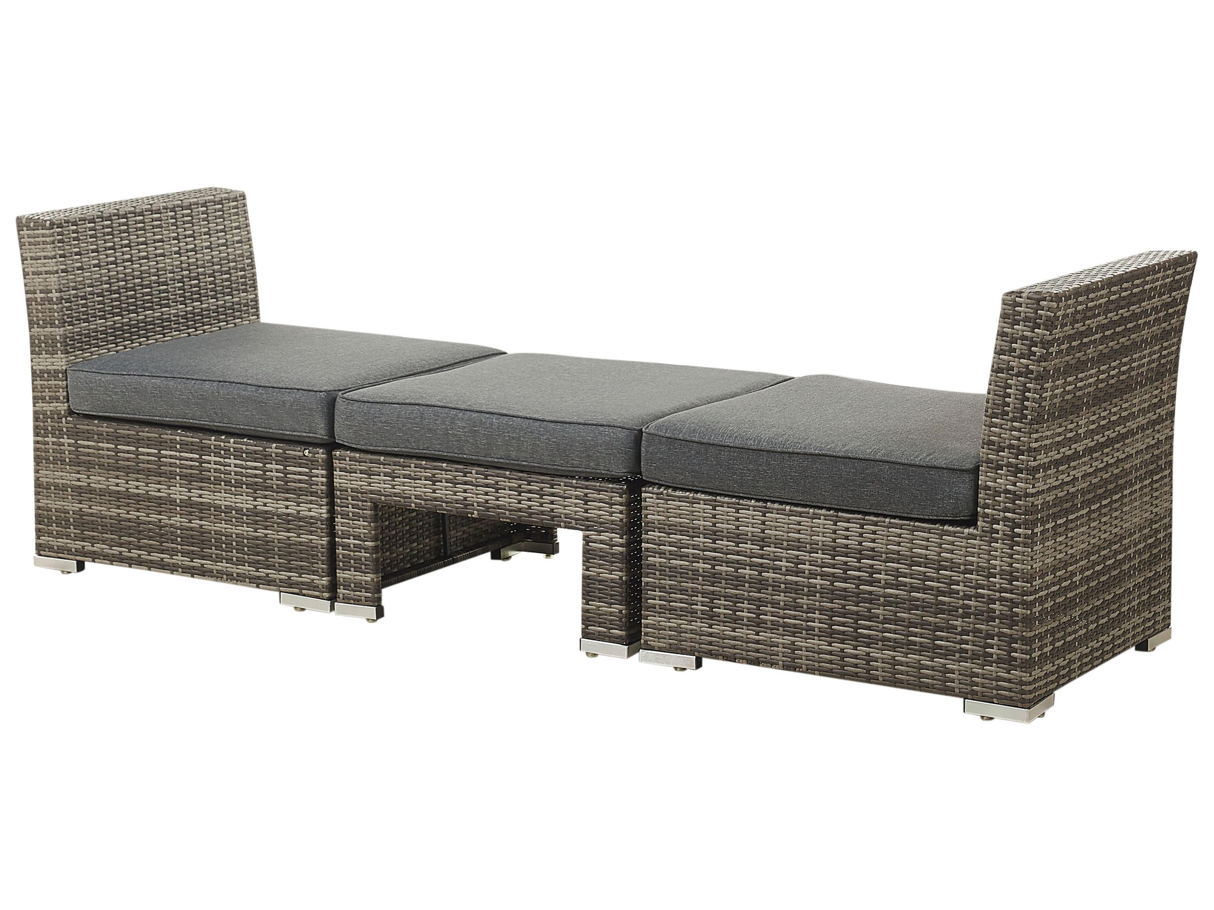 Loungeset met tafel 6-zits CORTE modulair PE rotan Donkerbruin
