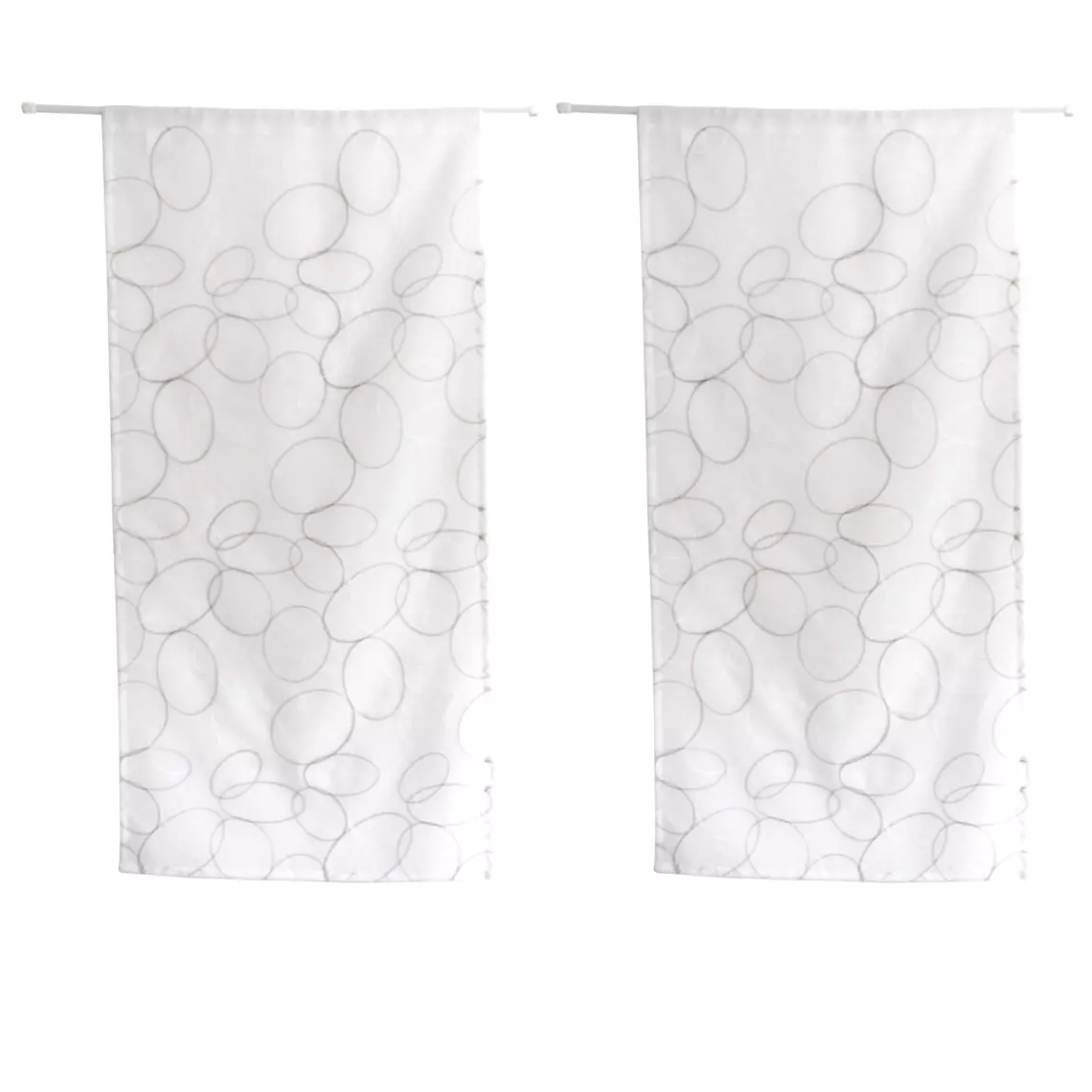 Paire de voilages brodés passe-tringle (60 x 120 cm) Galet Gris