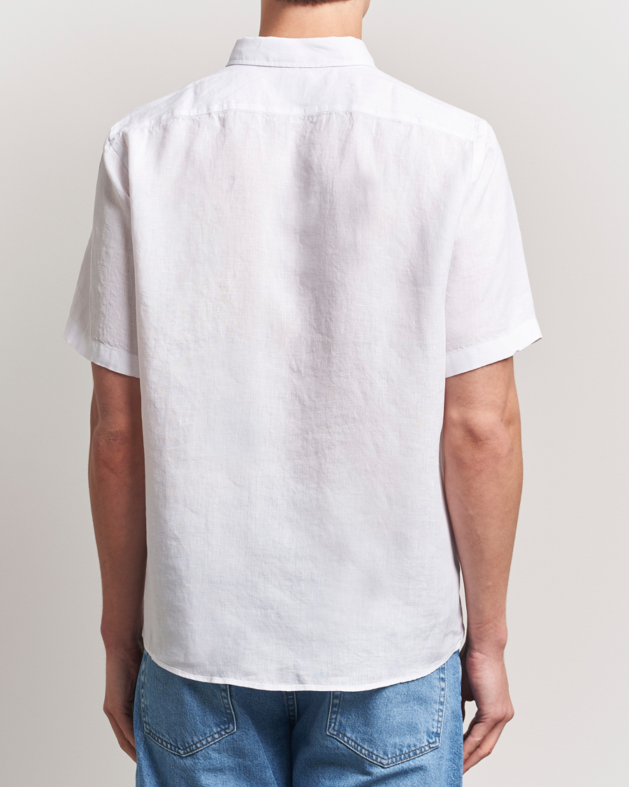 BOSS BLACK Liam Linen Short Sleeve Shirt White