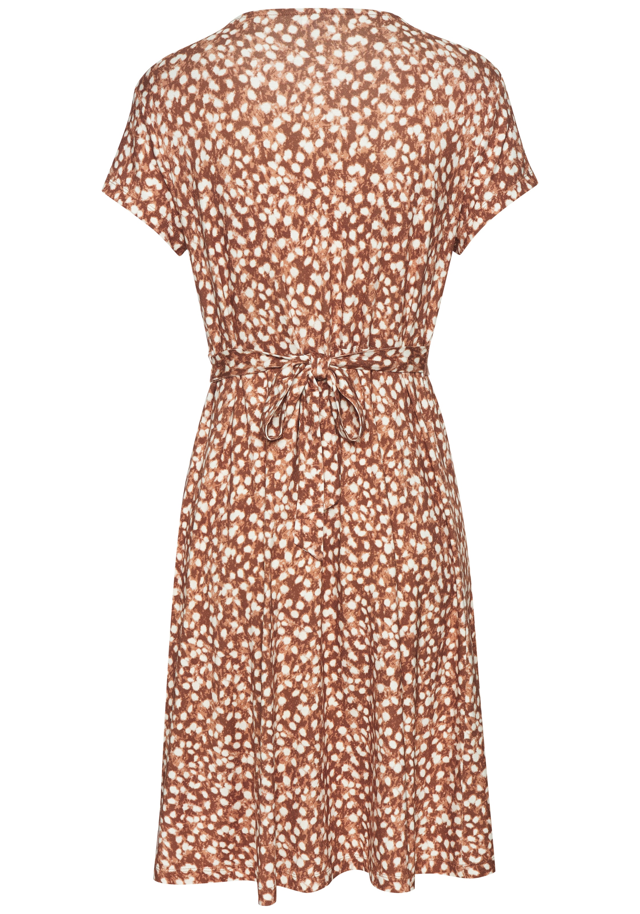 Vivance Jerseykleid mit Pünktchendruck und V-Ausschnitt, figurschmeichelndes Sommerkleid