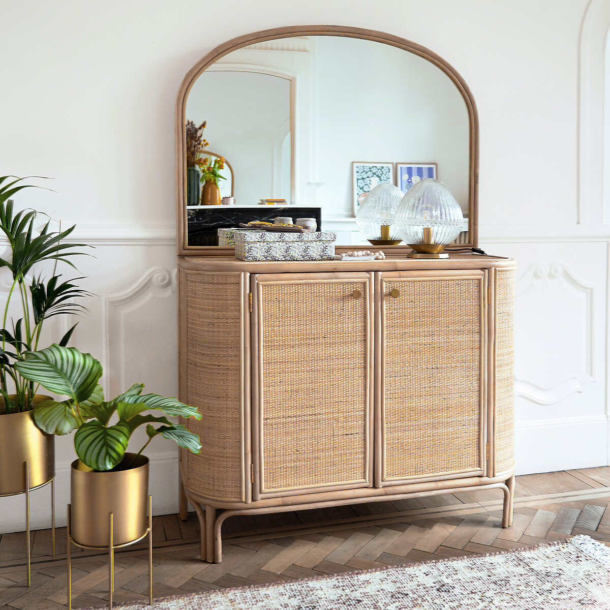 LA REDOUTE INTERIEURS<br>Candeeiro de mesa em latão e vidro canelado, Ari